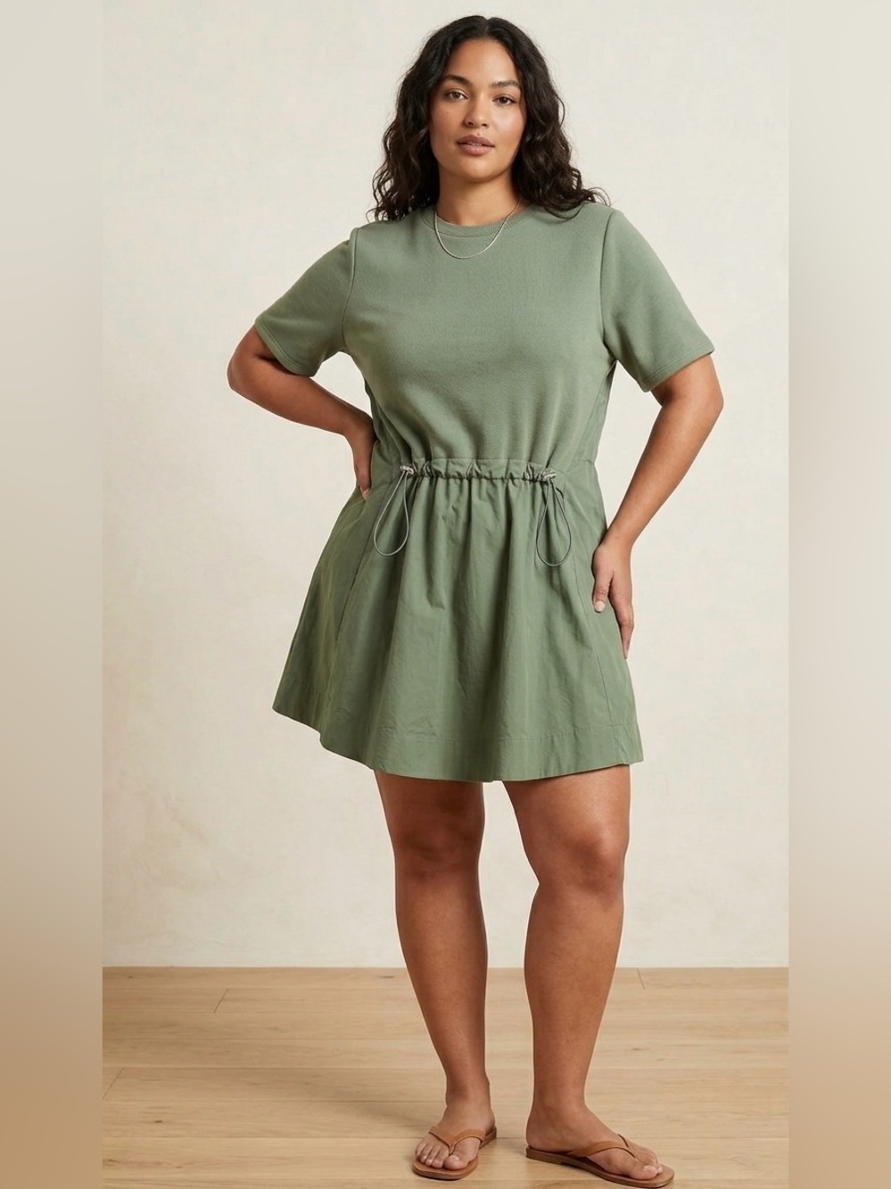 NWT Anthropologie Pilcro Sweatshirt Twofer Mini Dress Moss Green SZ L